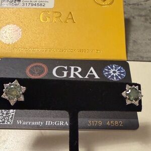 Moissanite  2.0ct Blue/Green  Star Earrings